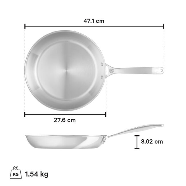 Set of 3 Stainless Steel Fry Pans, view 3